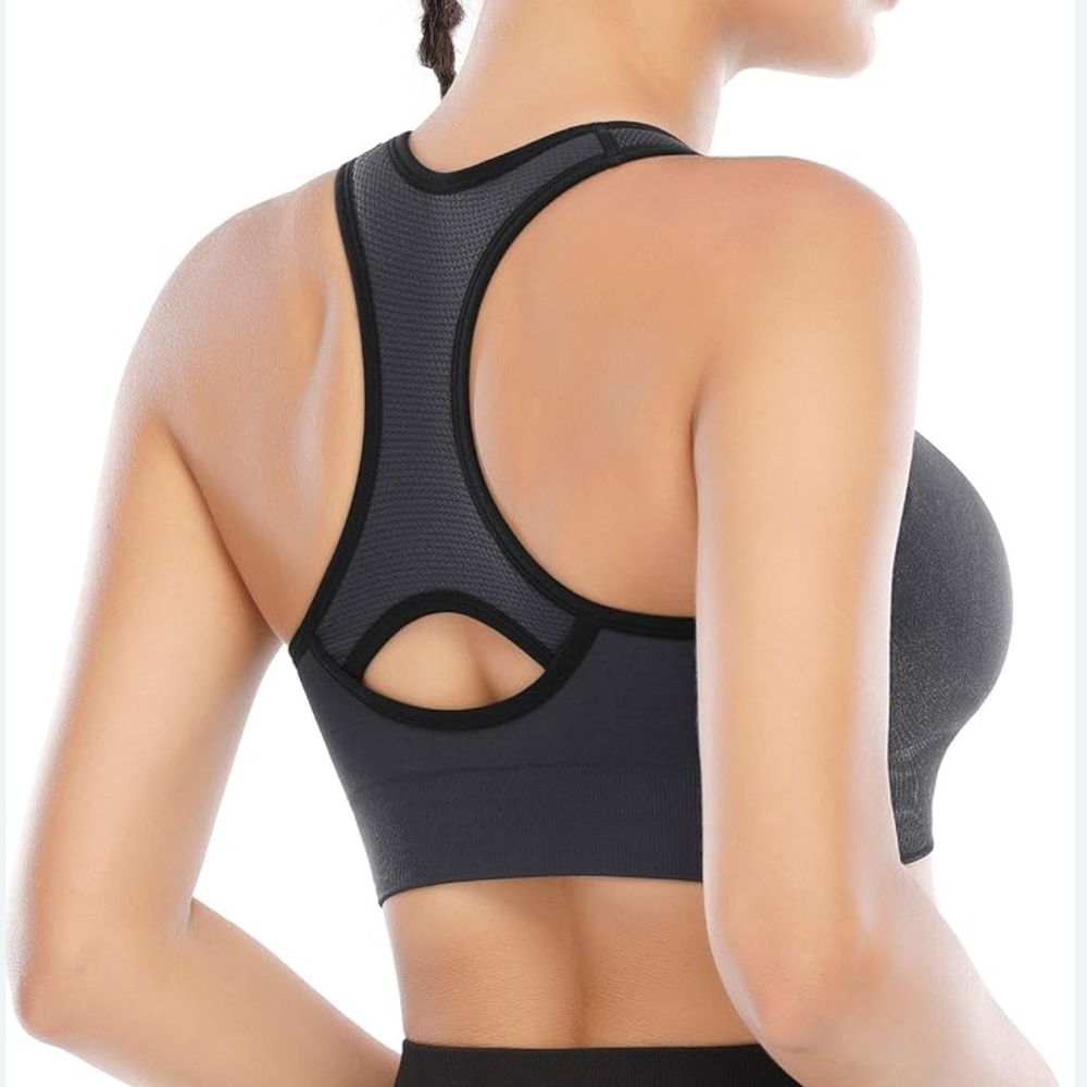 HEALTHYOGA HIGH IMPACT ZACERBACK  DESIGN SPIRTS BRA X/L BLACK/GRAY